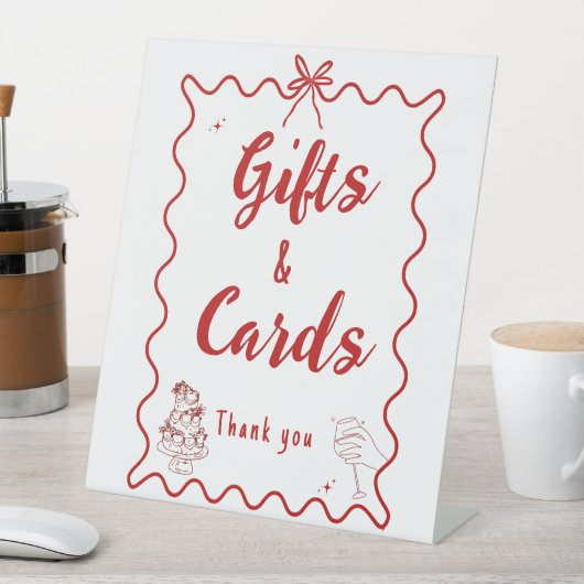 Red Hand Drawn Italian Gift and Cards wedding sign 台座サイン (インサイチュ)