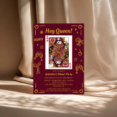 Red Hand Drawn Queen Of Hearts Galentine's Party 招待状