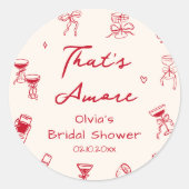 Red Hand Drawn That's Amore Bridal Shower ラウンドシール (正面)