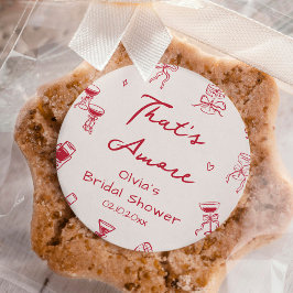 Red Hand Drawn That's Amore Bridal Shower ラウンドシール