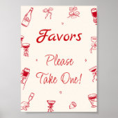 Red Hand Drawn Thats Amore Bridal Shower Favor ポスター (正面)