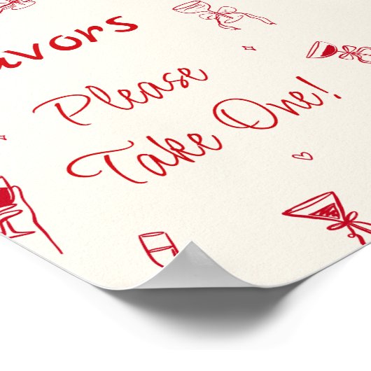 Red Hand Drawn Thats Amore Bridal Shower Favor ポスター (角)