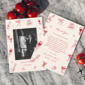 Red Hand Drawn Thats Amore Wedding  サンキューカード