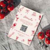 Red Hand Drawn Thats Amore Wedding Details Qr Code エンクロージャーカード