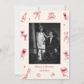 Red Hand Drawn Wedding Save the Date Photo 招待状 (裏面)