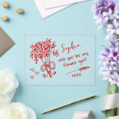 Red Hand Drawn Will you be... アクリル招待状 (インサイチュ (ウェディング))