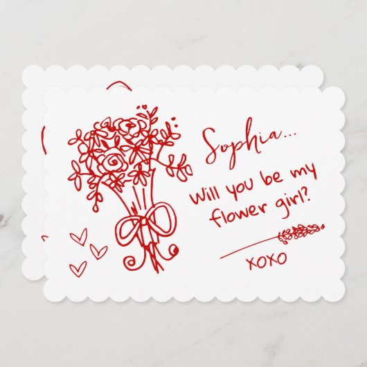 Red Hand Drawn Will you be... 招待状 (正面/裏面)