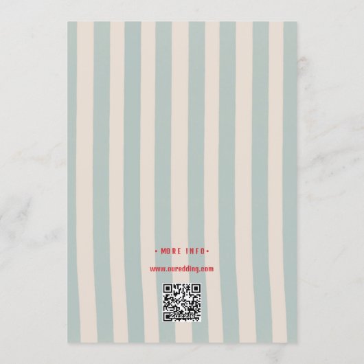 Red Handwriting Blue Stripes Retro Save the Date 招待状 (裏面)