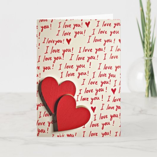 Red Handwritten Valentines Love Card カード (正面)