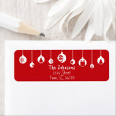 Red Hanging Ornament Return Address Label ラベル (インサイチュ)