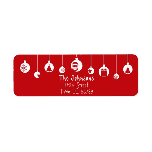 Red Hanging Ornament Return Address Label ラベル (正面)