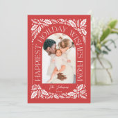 Red Happiest Wishes Arch Berry 3フォトコラージュ シーズンカード (スタンド正面)