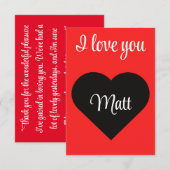 Red Happy heart romance graphic サンキューカード (正面/裏面)