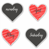 Red Happy heart romance graphic シール (正面)