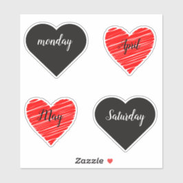 Red Happy heart romance graphic シール