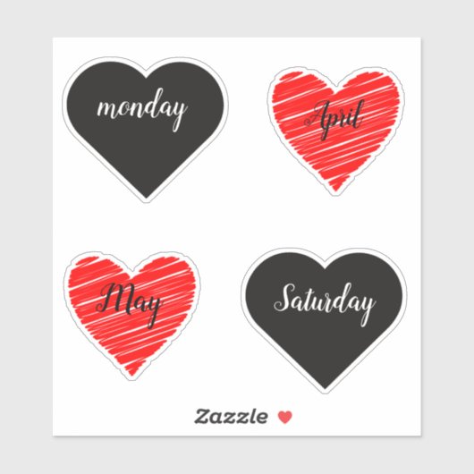 Red Happy heart romance graphic シール (シート)