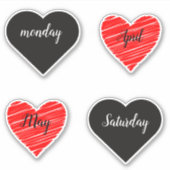 Red Happy heart romance graphic シール (正面)