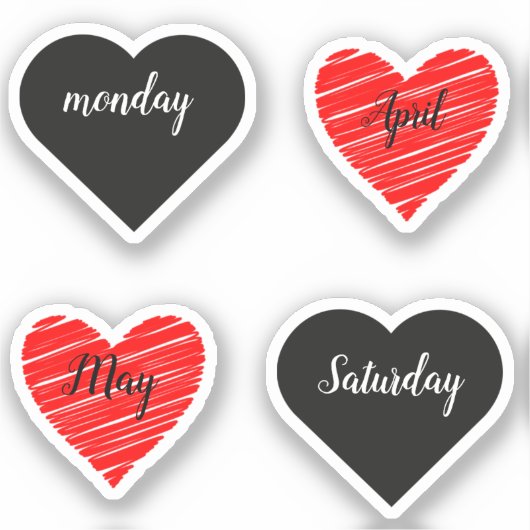 Red Happy heart romance graphic シール (正面)