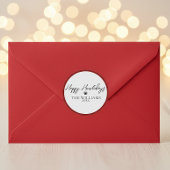 Red Happy Howlidays Paw Print Round Sticker ラウンドシール