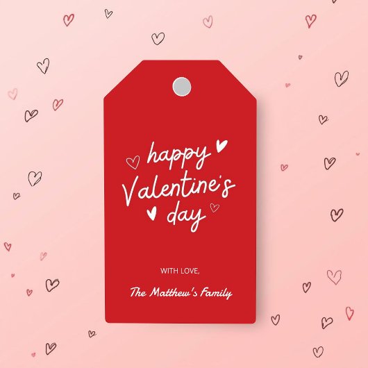 Red Happy Valentine’s Day Gift Tag ギフトタグ