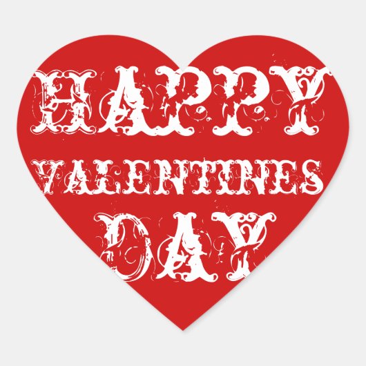 Red Happy Valentines Dayスタンプ ハートシール (正面)