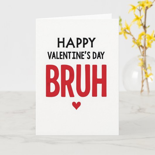Red Happy Valentines Day Bruh カード (黄色い花)