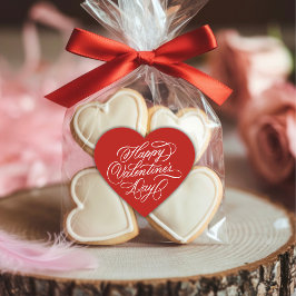 Red Happy Valentines Day Calligraphy  ハートシール