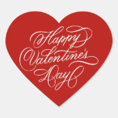 Red Happy Valentines Day Calligraphy  ハートシール (正面)