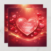 Red Happy Valentine's Day Modern Calligraphy シーズンカード (正面/裏面)