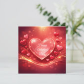 Red Happy Valentine's Day Modern Calligraphy シーズンカード (スタンド正面)