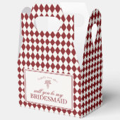 Red Harlequin Checkered Bridesmaid Proposal Box フェイバーボックス (見開き)