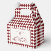 Red Harlequin Checkered Bridesmaid Proposal Box フェイバーボックス (裏面)