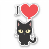 Red Hart I Love Cats Sticker シール (正面)
