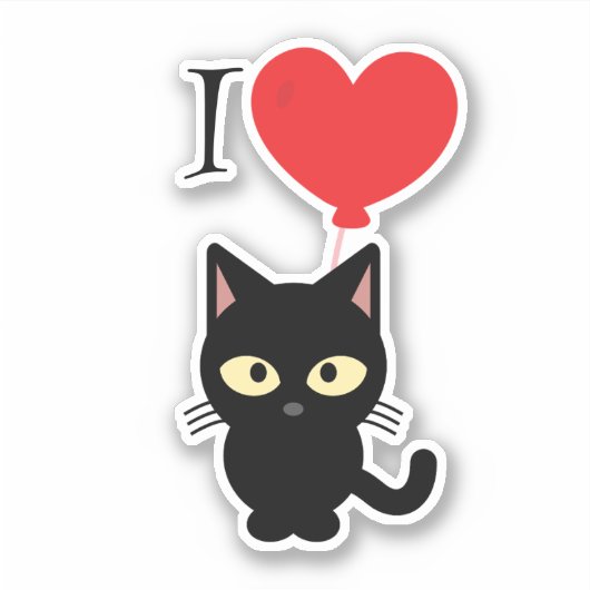 Red Hart I Love Cats Sticker シール (正面)
