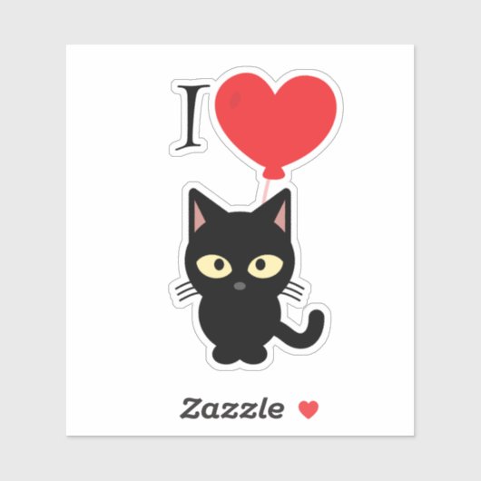 Red Hart I Love Cats Sticker シール (シート)