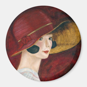 Red Hatで1920年代の燃え盛る女の子 マグネット