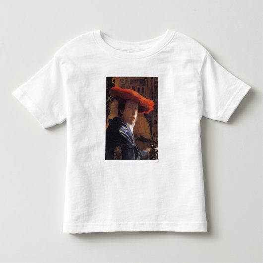 Red Hatの女の子， c.1665 (パネル上の油) トドラーTシャツ (正面)