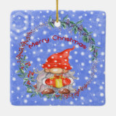 Red Hat & Present Ceramic Ornamのクリスマス格言 セラミックオーナメント (裏面)