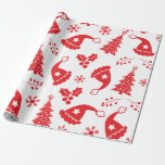 Red Hats And Holly ラッピングペーパー<br><div class="desc">Red Hats And Holly Wrapping Paper</div>