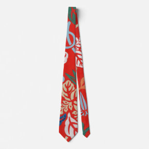 Red Hawaiian Japanese Kimono Design Floral ネクタイ