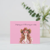 Red Head Lady Cowgirl Hearts Blowing You A Kiss ポストカード (スタンド正面)