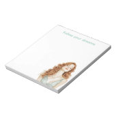 Red Head Lady Mint Dress ノートパッド (回転)