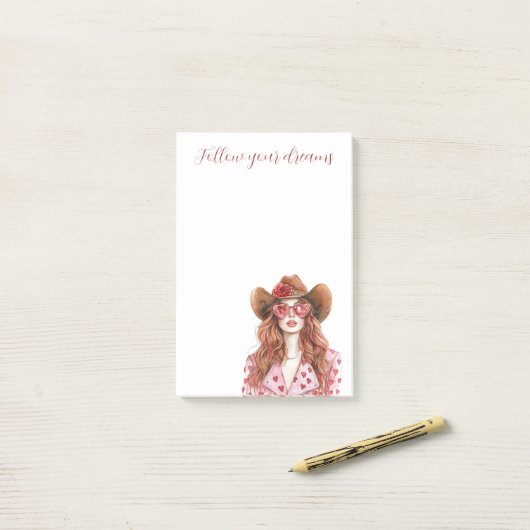 Red Head Lady Mint Dress ポストイット (デスク上)