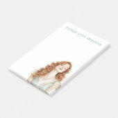 Red Head Lady Mint Dress ポストイット (アングル)