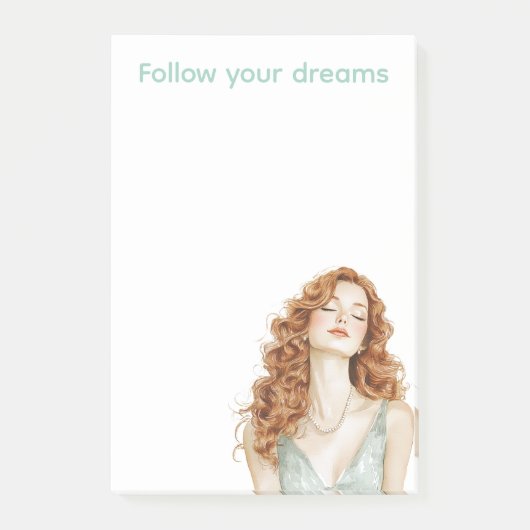 Red Head Lady Mint Dress ポストイット (正面)