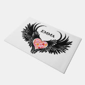 Red heart angel black wings ドアマット (アングル)