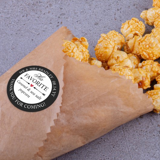 Red Heart Arrows His Favorite Wedding Candy Favor ラウンドシール