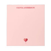 Red Heart Balloon Valentines Day Personalized  ノートパッド (正面)