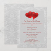 Red Heart Balloons Rehearsal Dinner Invitation 招待状 (正面/裏面)