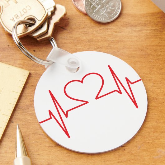 Red Heart Beat Line キーホルダー